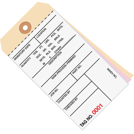 6 <span class='fraction'>1/4</span> x 3 <span class='fraction'>1/8</span>" - (10000-10499) Inventory Tags 3 Part Carbonless #8