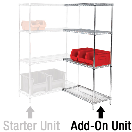 60 x 18 x 54" - 4 Shelf Wire Shelving Add-On Unit