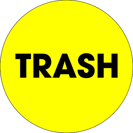 2" Circle - "Trash" (Fluorescent Yellow) Labels