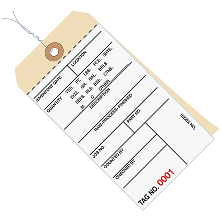 6 <span class='fraction'>1/4</span> x 3 <span class='fraction'>1/8</span>" - (1500-1999) Inventory Tags 2 Part Carbonless # 8 - Pre-Wired