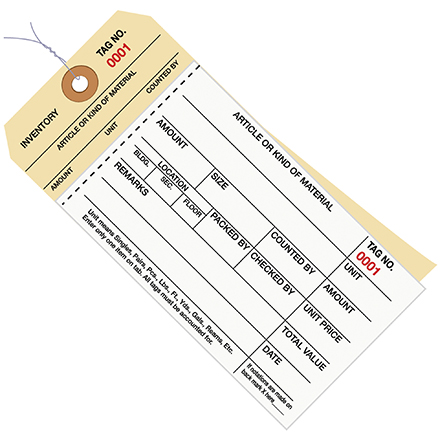 6 <span class='fraction'>1/4</span>" x 3 <span class='fraction'>1/8</span> - (2500-2999) Inventory Tags  2 Part Carbonless Stub Style #8 - Pre-Wired