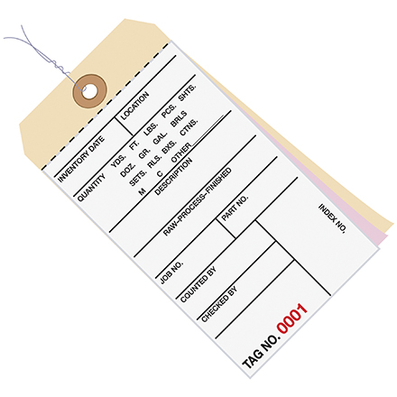 6 <span class='fraction'>1/4</span> x 3 <span class='fraction'>1/8</span>" - (2500-2999) Inventory Tags 3 Part Carbonless #8 - Pre-Wired